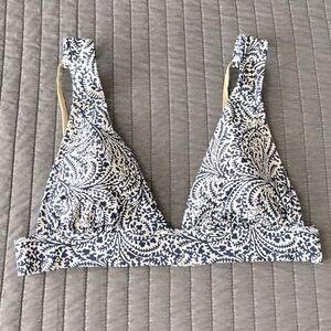 Aerie Navy Gold Plunge Strappy Bikini Top Size Medium